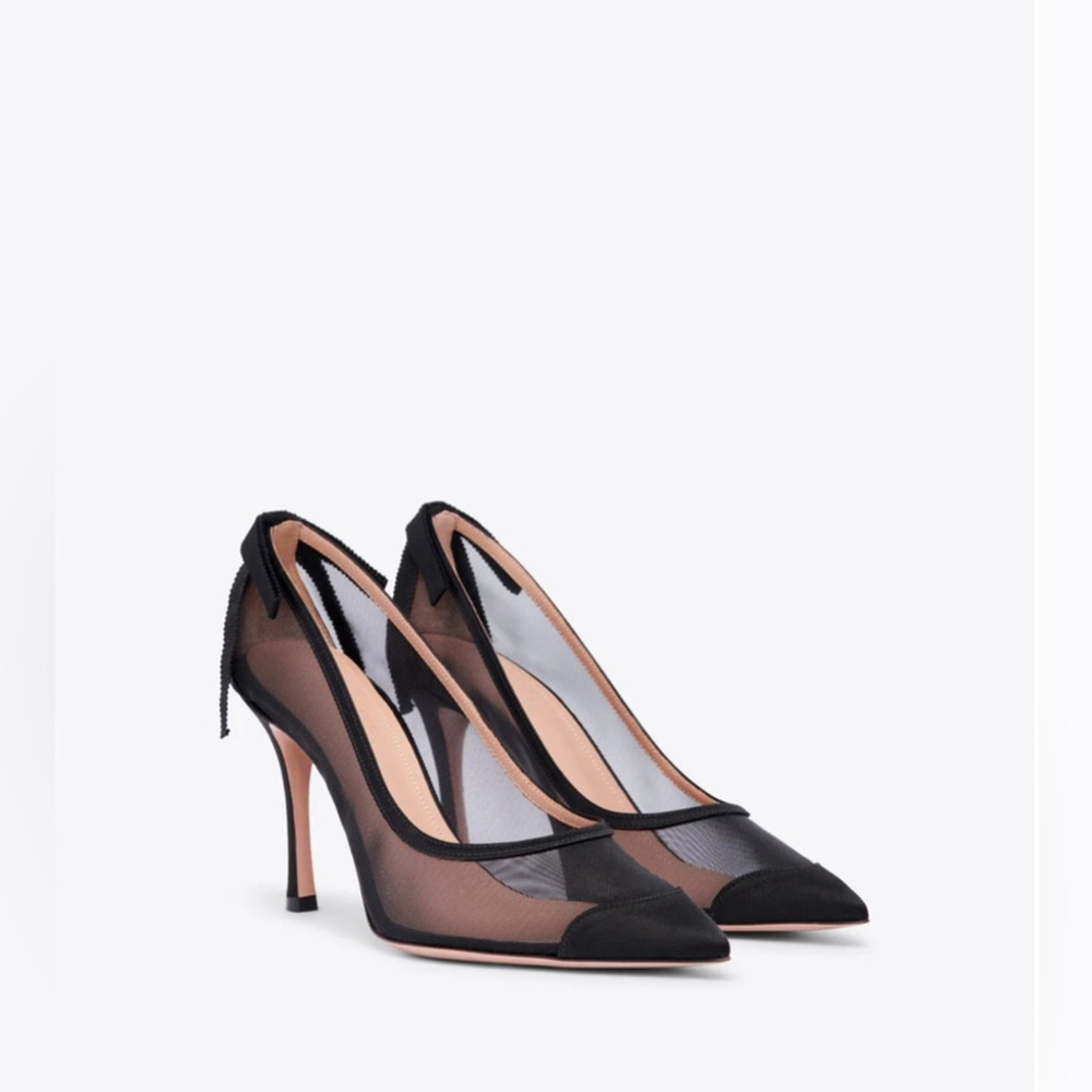 NIB- Malone Souliers Liberty 90 Black Mesh pumps